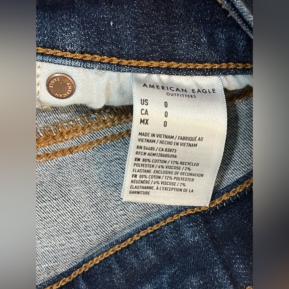 American Eagle Outfitters Women's Blue Hi-Rise Shortie Denim Shorts Size 0 - Picture 5 of 12